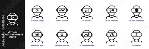 Virtual Reality Headsets Line Icon Set