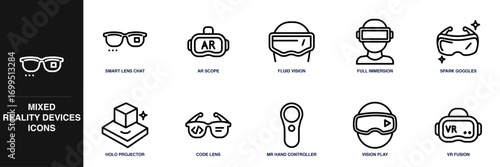 Mixed Reality Devices Line Icon Set