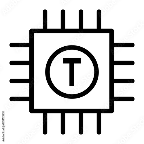 Chip Processor Line Icon of Token (Crypto) Icon Set