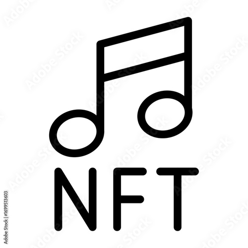Note Token Line Icon of Music NFTs Icon Set