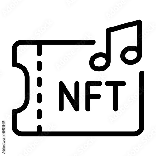 Ticket Tune Line Icon of Music NFTs Icon Set