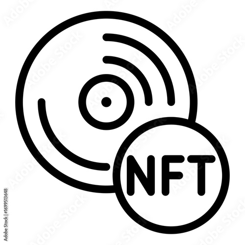 Vinyl NFT Line Icon of Music NFTs Icon Set