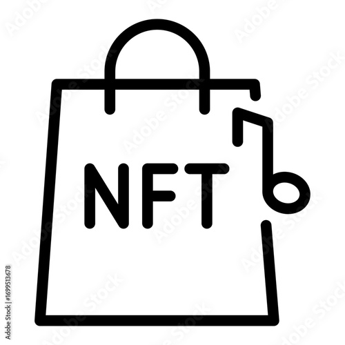 NFT Music Store Line Icon of Music NFTs Icon Set