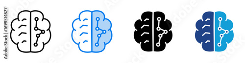 neural network icon set multiple style collection