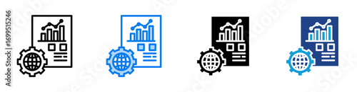 data processing icon set multiple style collection