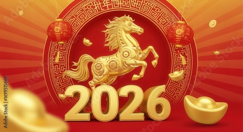 New Year National Trend 2026 Year of the Horse poster material