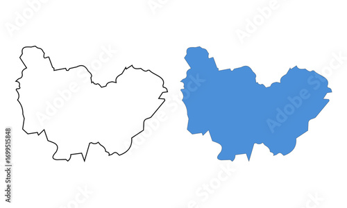 Bourgogne-Franche-Comte, map of administrative division, region, of France. Map with detailed outline and blue silhouette	