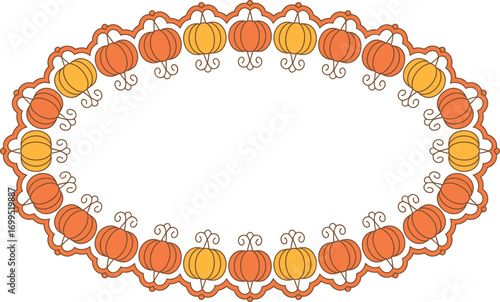Orange and yellow pumpkin border with decorative swirls