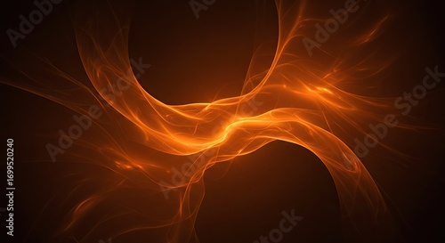 Glowing Abstract Orange Lines Swirling on Dark Background