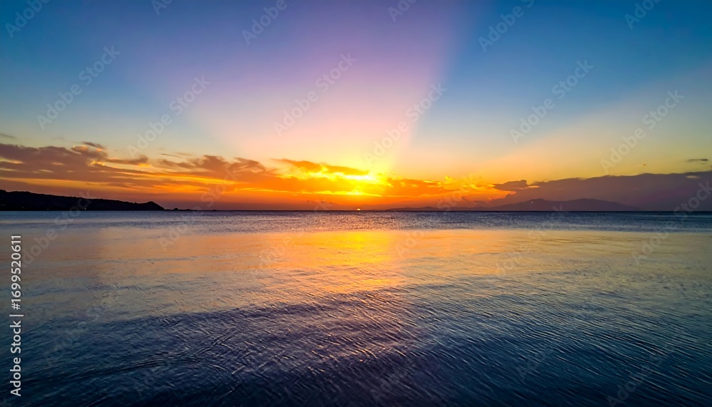 Naklejka premium Glowing sunset over calm sea