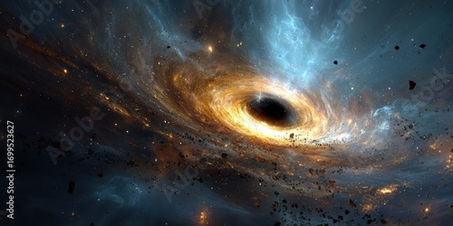 Premium High-Quality Black Hole and Meteorite Cosmic Swirl Modern Science and Technology Exploration for Millennial Marketing and Social Media Campaigns