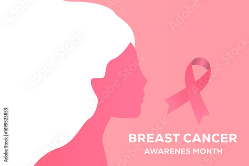 breast cancer awareness month background illustration in gradient style
