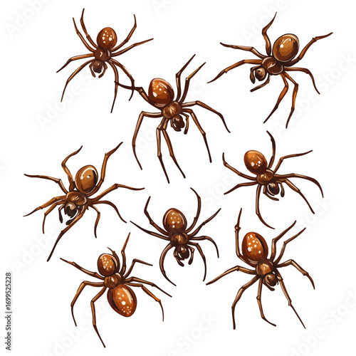 spiders, insect, halloween, festival, vector, transparent background, animal, arachnid, nature, cobweb, danger, spiderweb, scary, horror, creepy, pattern, predator, Spider Set, A bunch of spiders