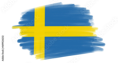 Photography Swedish Flag Sketch with Colored Pencils on a transparent background