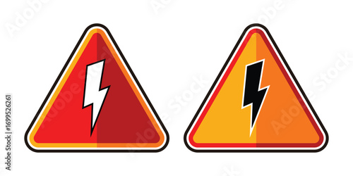 warning signs with lightning or electricity symbols