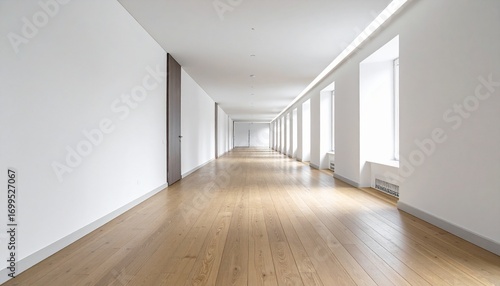 Wallpaper Mural Bright Minimalist Hallway with Modern Wood Floor Torontodigital.ca