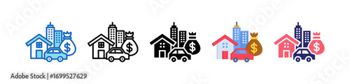 Assets Multiple Style Icon Set Collection. 