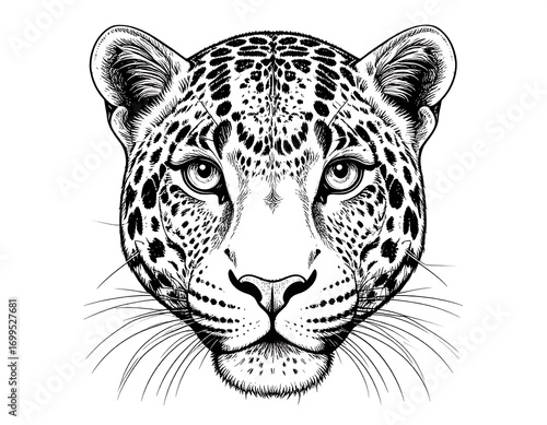Wallpaper Mural Detailed monochrome vector drawing of a jaguar head on a white backdrop Torontodigital.ca