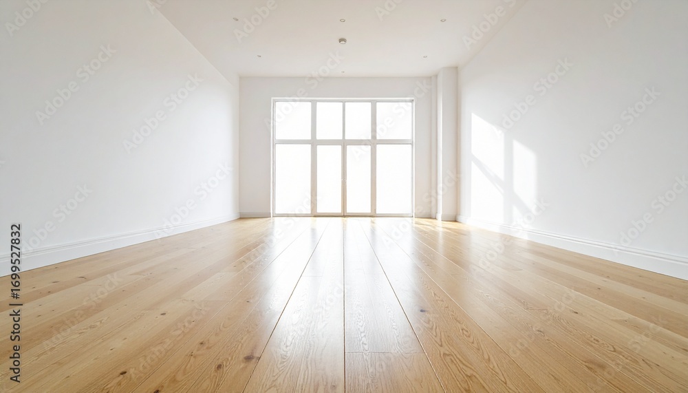 Obraz premium Bright Empty Room with Hardwood Floor and Window