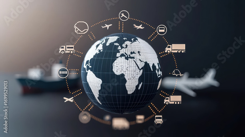 Professional global logistics supply chain network showing transportation, freight, and shipping for innovative worldwide