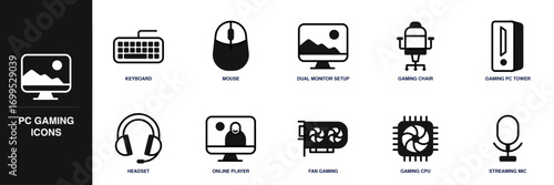 PC Gaming Line Icon Set
