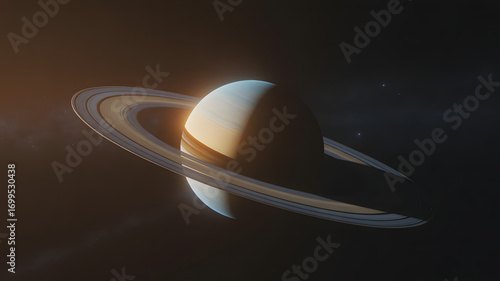 Saturn's Celestial Embrace: A captivating image of Saturn, showcasing its magnificent ring system and ethereal glow against the backdrop of the vast cosmos.