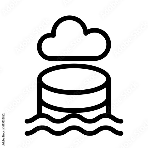 Cloud Data Lake Line Icon of Data Lakes Icon Set