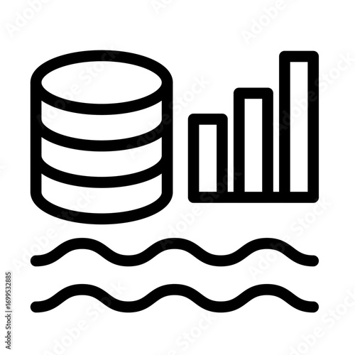 Lake Analytics Line Icon of Data Lakes Icon Set