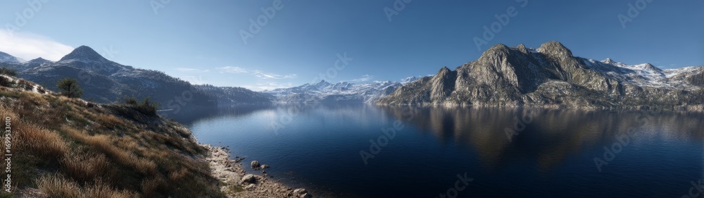 Fototapeta premium Panoramic hdr landscape view nature hd serenity