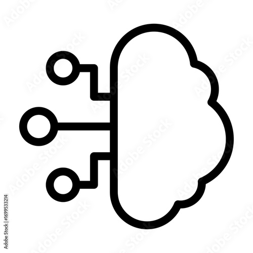 Neural Brain Node Line Icon of Artificial Neural Networks Icon Set