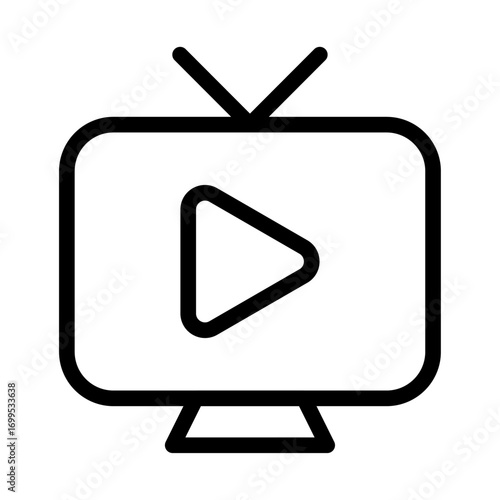 Live Streaming TV Line Icon of Streaming Platforms (Gaming) Icon Set
