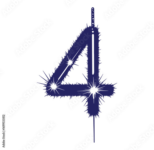 Decorative sparkler number four illustration for birthday celebrations and special events