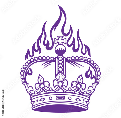 Royal crown design in purple with ornamental details and symbolic embellishments perfect illustration