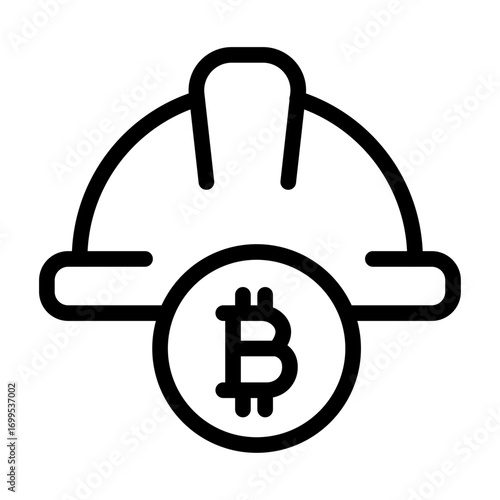 Miner Helmet Line Icon of Mining (Crypto) Icon Set