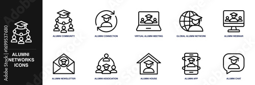 Alumni Networks Line Icon Set