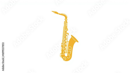 Golden Saxophone on White An Illustration of Musical Instrument