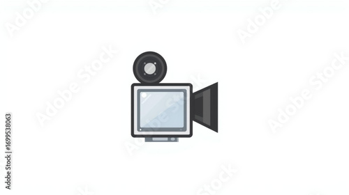Flat design movie camera vector illustration. A simple isolated symbol for videography, cinema, and digital media recording