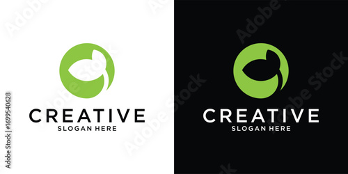 Initial Letter O with leaf luxury logo. Green leaf logo template vector design.