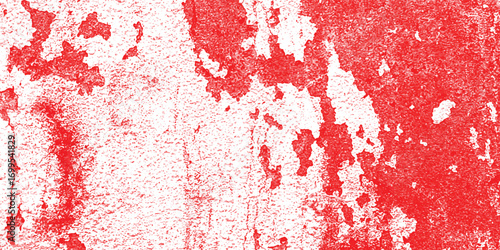 Textured red and white grunge background abstract design featuring peeling paint and rough surface ideal for creative projects