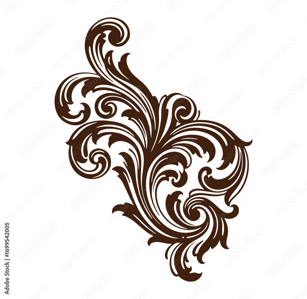 Fototapeta premium Elegant brown flourish design vector ornament for decorative backgrounds and invitations