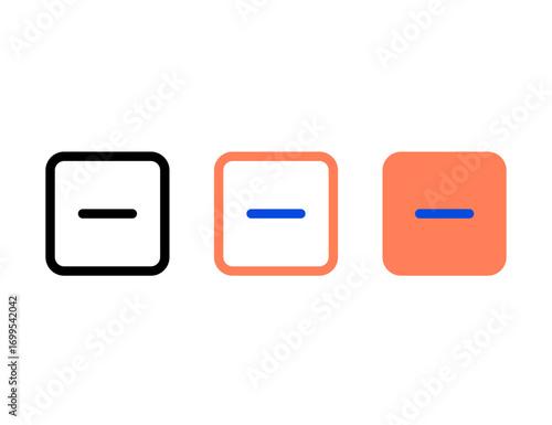 Three Minimalist Icons Representing Minus Symbol Variations