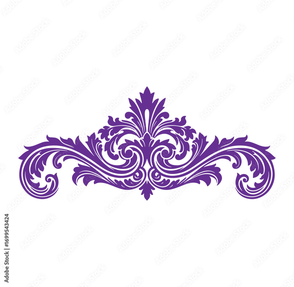 Fototapeta premium Elegant purple floral ornament in baroque style isolated on white background