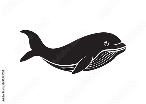 Whale silhouette vector design, simple ocean animal and marine mammal illustration.