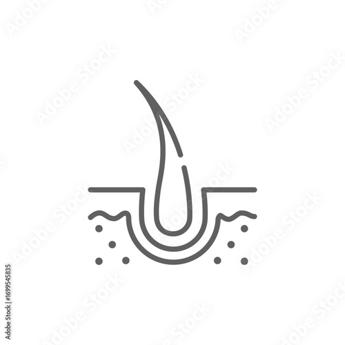 Hair follicle icon. Simple outline style. Dermatology, nourish, science, spa, medical, beauty, medicine, skin, growth, health element concept. Thin line symbol. Isolated design editable stroke.