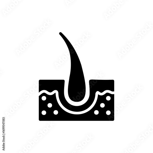 Hair follicle icon. Simple glyph style. Dermatology, nourish, science, spa, medical, beauty, medicine, skin, growth, health element concept. Silhouette, solid symbol. Isolated design.