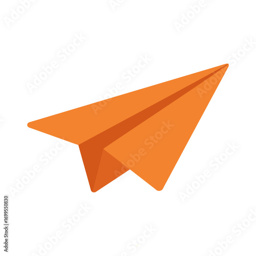 Origami Paper Airplane Vector. Flat vector origami paper airplane. Ideal for school projects, creativity, crafts, and minimalist design themes, orange color.