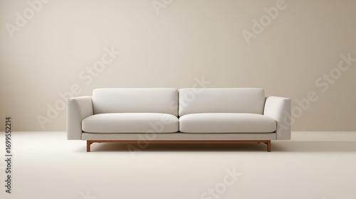 Modern minimalist sofa in neutral colors captured in studio elegant furniture photography interior design inspiration