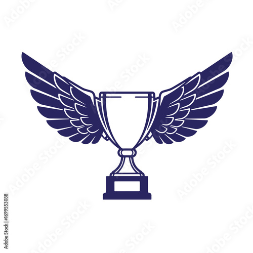 Winged trophy emblem symbolizing achievement success victory and championship award concept