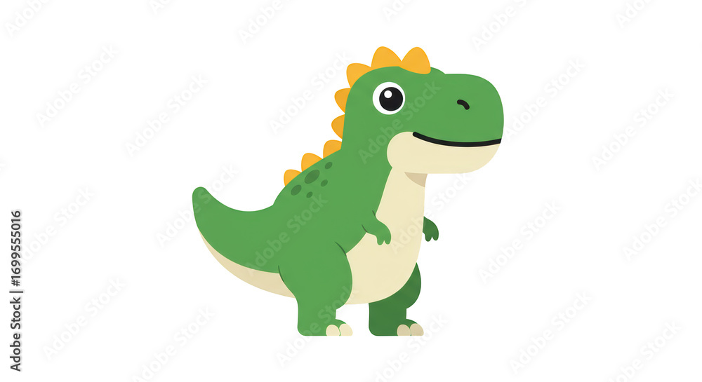 Fototapeta premium Cute Cartoon Green Dinosaur Illustration detailed illustration featuring dinosaur illustration, illustration, green, modern, jurassic, prehistoric animal concept design