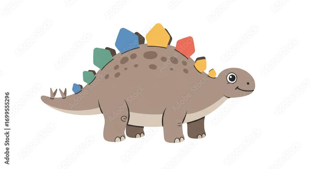 Fototapeta premium Cute Cartoon Stegosaurus Illustration detailed illustration featuring childrens book, prehistoric, prehistoric animal, cute, educational illustration, dinosaur concept design